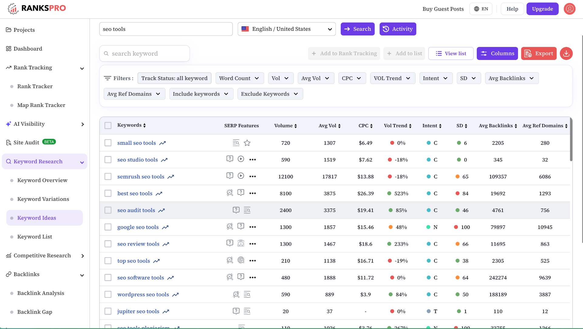 Save Suggestions, Build Lists & Export to CSV